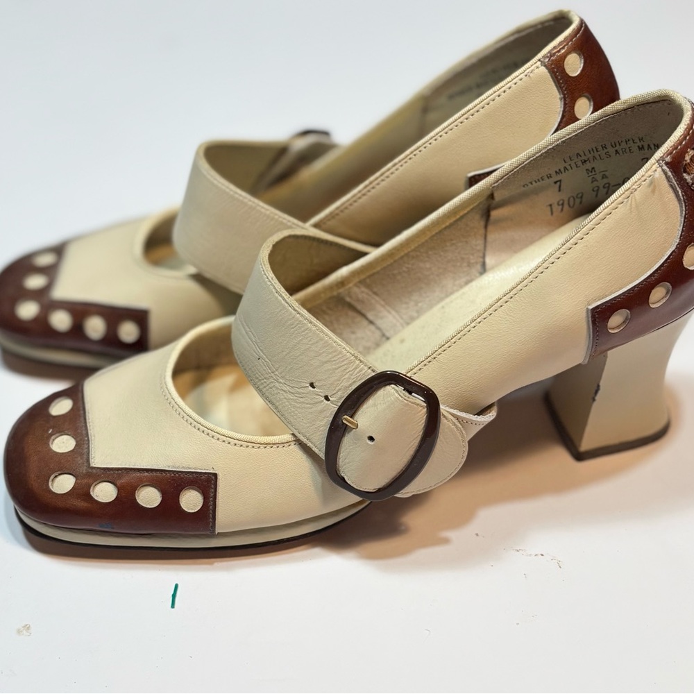 Chic Cream and Brown Women's Heels